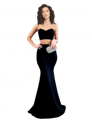 Cheapest Stretch Crepe Mermaid Long Sleeveless Low Back Prom Dresses Canada
