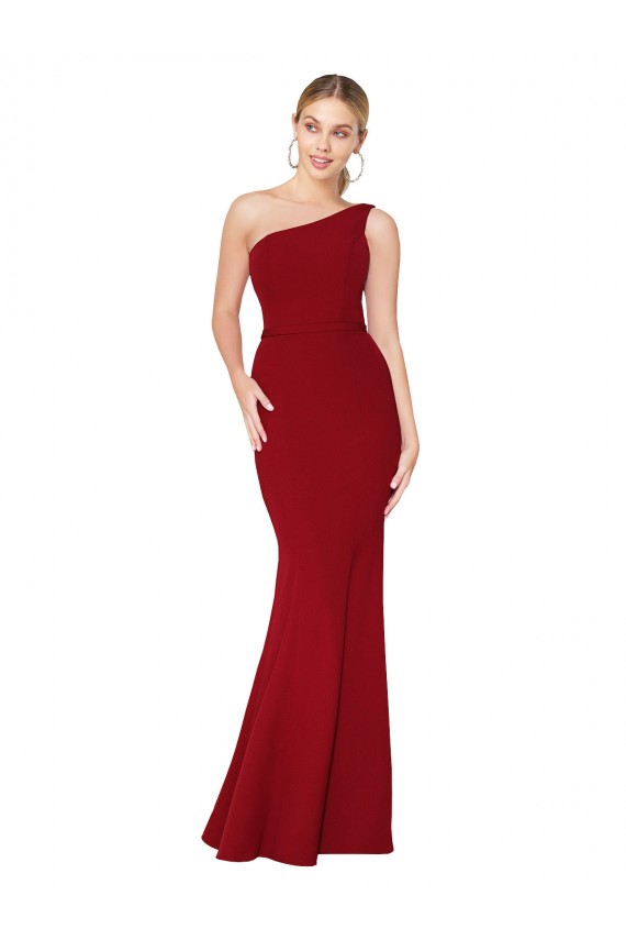 Cheapest Stretch Crepe Mermaid Mermaid Sleeveless Burgundy Formal Evening Dress Canada