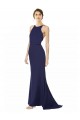 Cheapest Stretch Crepe Mermaid Long Sleeveless Criss Cross Open Back Formal Evening Dress Canada