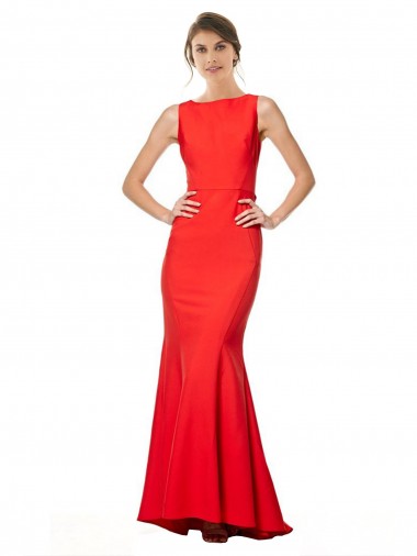 Cheapest Stretch Crepe Mermaid Long Sleeveless Open Back Evening Dress Canada