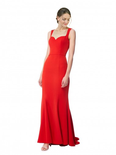 Cheapest Stretch Crepe Mermaid Long Red Formal Evening Dress Canada