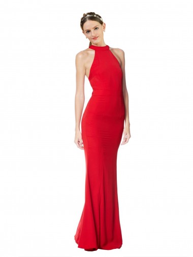 Cheapest Stretch Crepe Mermaid Long Sleeveless Prom Dress Canada