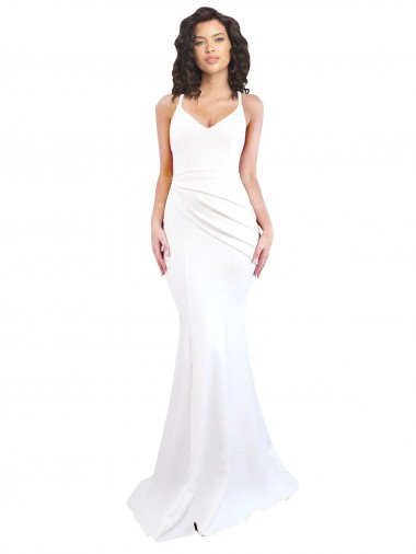 Cheapest Stretch Crepe Mermaid Long Sleeveless Low Back Black Tie Evening Dress Canada