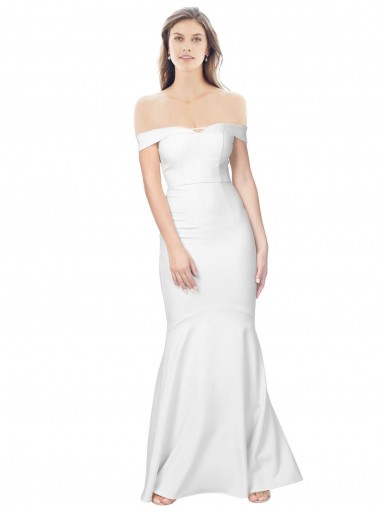 Cheapest Stretch Crepe Mermaid Long Sleeveless Ivory Low Back Formal Dress Canada