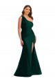 Cheapest Silky Satin Mermaid Long Sleeveless Front Slit Prom Dresses Canada
