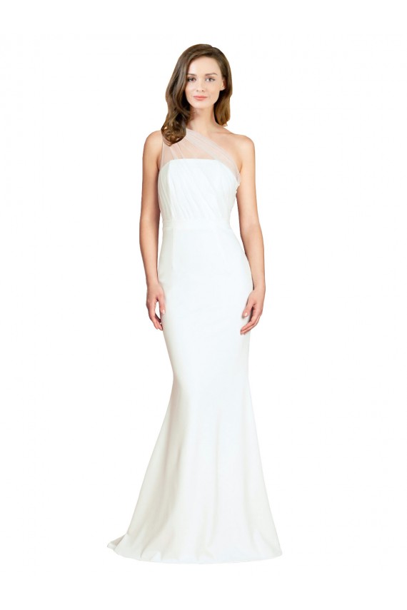 Cheapest Stretch Crepe & Tulle Mermaid Sweep Train Sleeveless Formal Evening Dress Canada