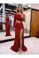 Cheapest Velvet Sequin Mermaid Sweep Train Long Sleeves Velvet Sequin Evening Dress Canada