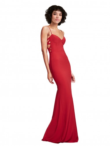 Cheapest Stretch Crepe Mermaid Long Sleeveless Spaghetti Straps Evening Dress Canada