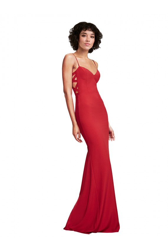 Cheapest Stretch Crepe Mermaid Long Sleeveless Spaghetti Straps Evening Dress Canada