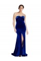 Cheapest Stretch Velvet Mermaid Sweep Train Sleeveless Low Back Front Slit Prom Dresses Canada