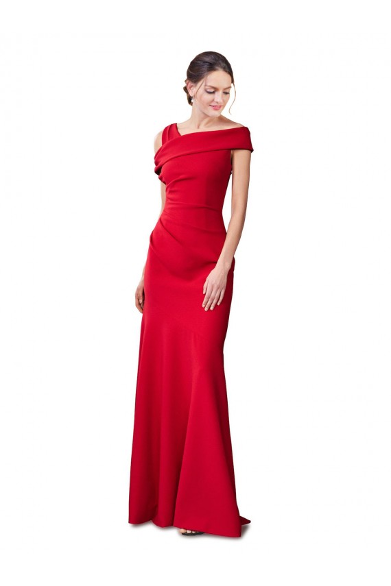 Cheapest Stretch Crepe Mermaid Long Sleeveless Red Formal Evening Dress Canada
