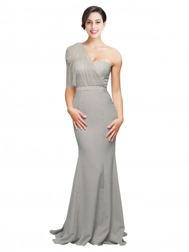 Cheapest Stretch Crepe & Tulle Mermaid Sweep Train Sleeveless Low Back Formal Evening Dress Canada