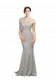 Cheapest Stretch Crepe & Tulle Mermaid Sweep Train Sleeveless Low Back Formal Evening Dress Canada