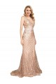 Cheapest Sequin & Sparkling Sequin Mermaid Long Sleeveless V-Back Formal Plus Size Evening Dress Canada