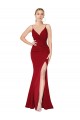 Cheapest Stretch Crepe Mermaid Long Sleeveless V-Back Burgundy Prom Dresses Canada