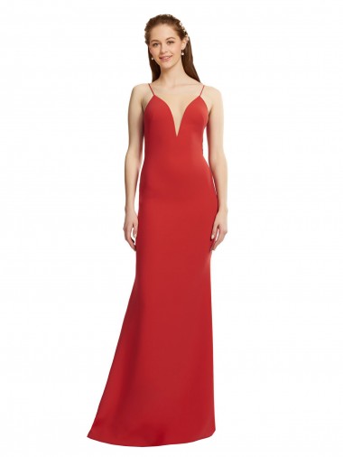 Cheapest Stretch Crepe Mermaid Long Sleeveless Open Back Formal Evening Gown Canada