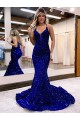 Cheapest Velvet Sequin Mermaid Court Train Sleeveless Prom Dress Canada