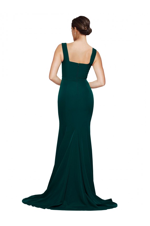 Cheapest Stretch Crepe Sheath Sweep Train Sleeveless Semi Formal Evening Dress Canada