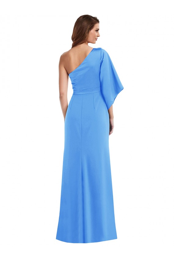 Cheapest Stretch Crepe Trumpet Long Bell Sleeves Semi Formal Evening Dress Canada