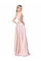 Cheapest Satin A-Line Long Sleeveless Pink Prom Dresses Canada