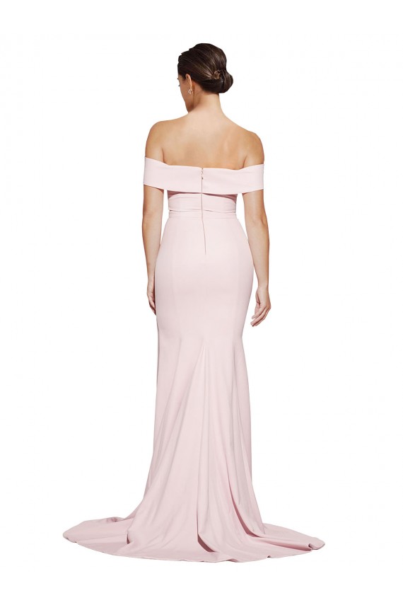 Cheapest Stretch Crepe Sheath Sweep Train Sleeveless Low Back Formal Evening Dress Canada