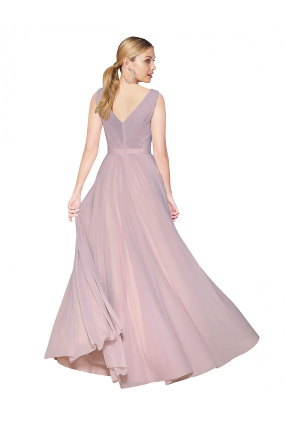 Cheapest Soft Chiffon A-Line Long Sleeveless V-Back Formal Evening Dress Canada