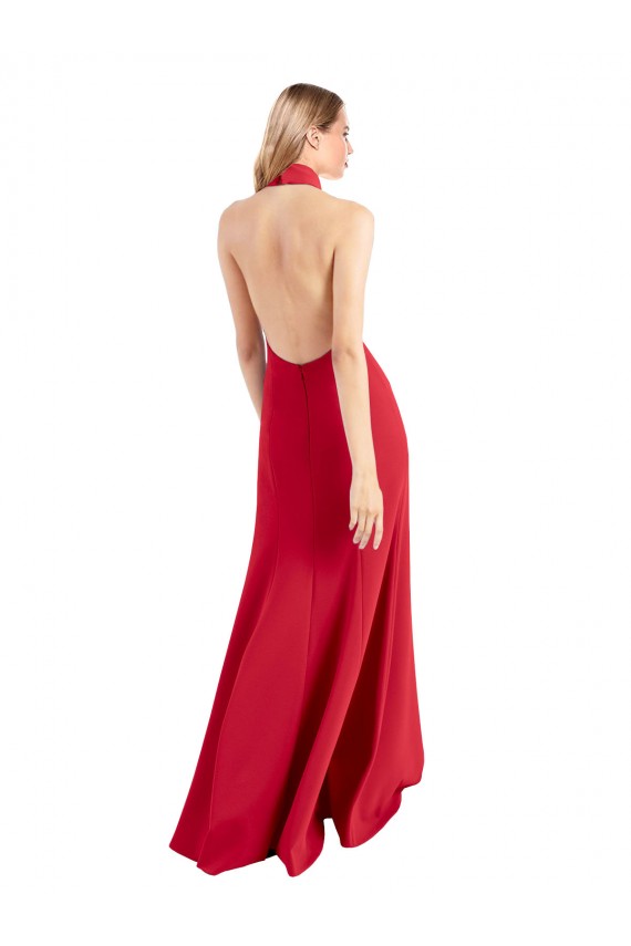Cheapest Stretch Crepe A-Line Long Sleeveless Open Back Formal Evening Dress Canada