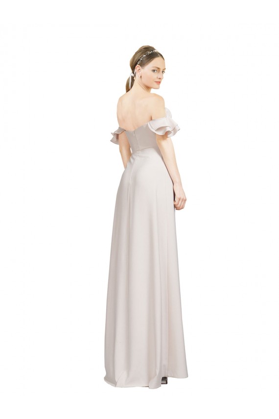Cheapest Stretch Crepe A-Line Long Sleeveless Side Slit Prom Dresses Canada