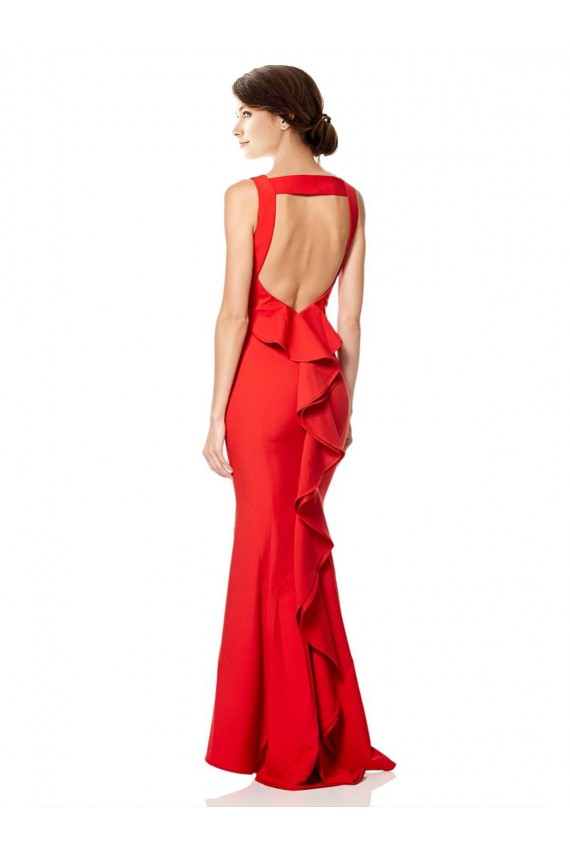 Cheapest Stretch Crepe Mermaid Long Sleeveless Open Back Evening Dress Canada