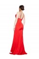 Cheapest Stretch Satin Sheath Long Sleeveless Low Back High Side Slit Prom Dresses Canada