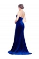 Cheapest Stretch Velvet Mermaid Sweep Train Sleeveless Low Back Front Slit Prom Dresses Canada