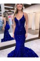 Cheapest Velvet Sequin Mermaid Court Train Sleeveless Prom Dress Canada