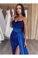 Cheapest Velvet Sequin Sheath Sweep Train Long Sleeveless Sweetheart Evening Dress Canada
