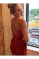 Cheapest Velvet Sequin Sheath Short Sleeveless V-Neck Evening Dress Canada