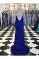 Cheapest Velvet Sequin Long Sweep Train Sleeveless V-Neck Evening Dress Canada
