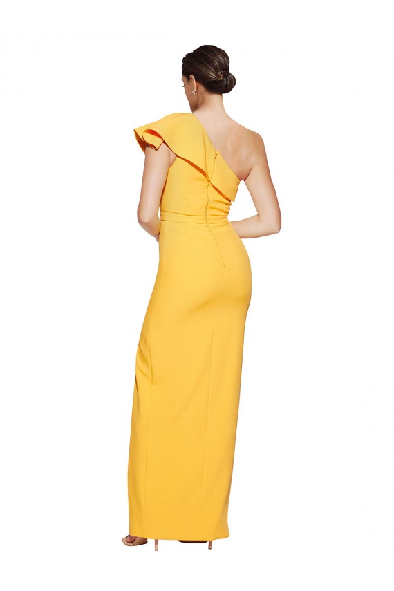 Cheapest Stretch Crepe Sheath Long Sleeveless High Slit Prom Dresses Canada