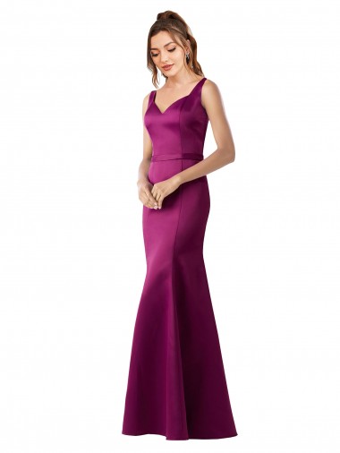 Cheapest Satin Sheath Long Sleeveless Open Back Black Tie Evening Dress Canada