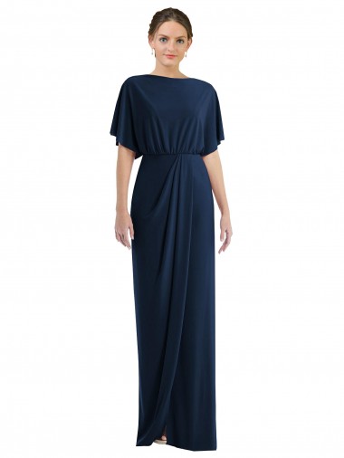 Cheapest Spandex Sheath Short Sleeves Long Open Back Semi Formal Evening Dress Canada
