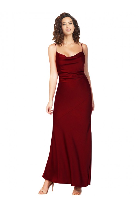 Cheapest Silky Satin Sheath Long Sleeveless Low Back Black Tie Evening Dress Canada