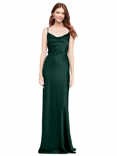 Cheapest Stretch Satin Sheath Long Sleeveless V-Back Black Tie Evening Dress Canada