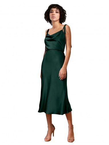 Cheapest Stretch Satin Sheath Midi Length Sleeveless Black Tie Evening Dress Canada