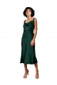 Cheapest Stretch Satin Sheath Midi Length Sleeveless Black Tie Evening Dress Canada