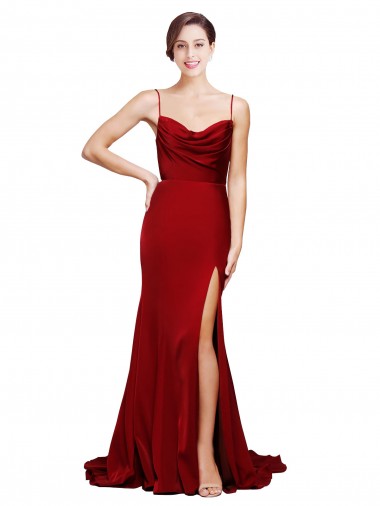 Cheapest Stretch Satin Sheath Sweep Train Sleeveless Criss Cross Back Black Tie Evening Dress Canada
