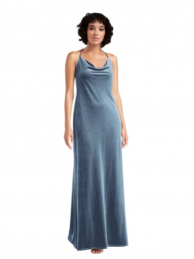Cheapest Stretch Velvet Sheath Long Sleeveless V-Back Evening Dress Canada