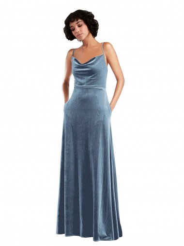 Cheapest Stretch Velvet Sheath Long Sleeveless Criss Cross Open Back Semi Formal Evening Dress Canada