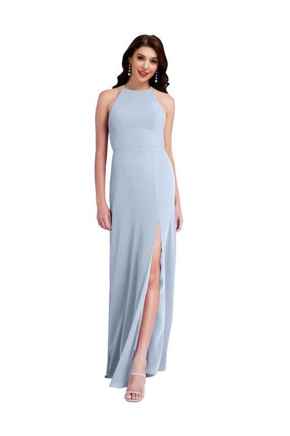 Cheapest Stretch Crepe Sheath Long Sleeveless Criss Cross Open Back Formal Evening Dress Canada