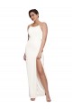 Cheapest Stretch Satin Sheath Long Sleeveless Low Back Side Slit Prom Dresses Canada