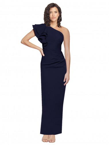 Cheapest Stretch Crepe Sheath Sheath Sleeveless Dark Navy Formal Evening Dress Canada