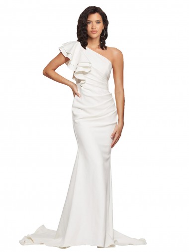 Cheapest Stretch Crepe Sheath Sheath Sleeveless Ivory Semi Formal Evening Dress Canada