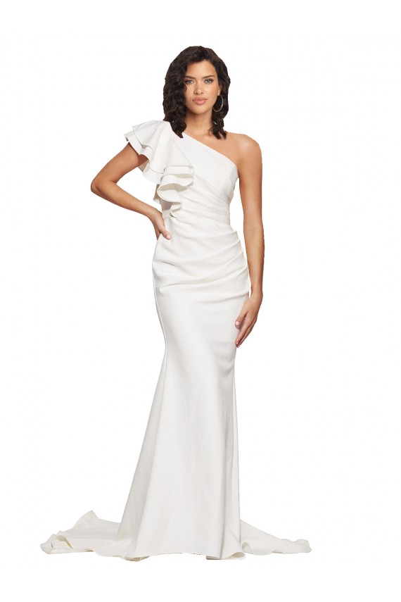 Cheapest Stretch Crepe Sheath Sheath Sleeveless Ivory Semi Formal Evening Dress Canada